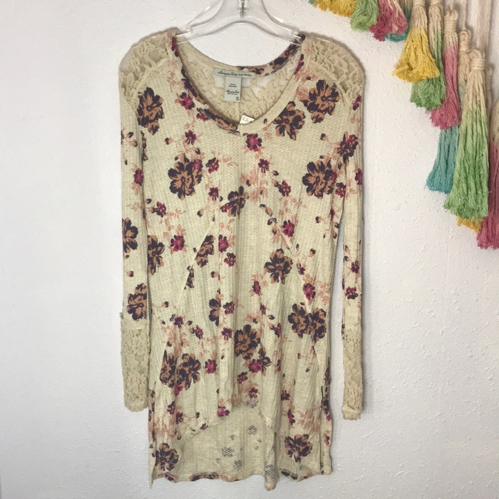 💐Floral boho AMERICAN RAG flounce top